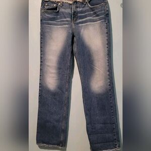 Express Jeans Y2k Raw Waist Med Wash Women's Sz 9/10 L